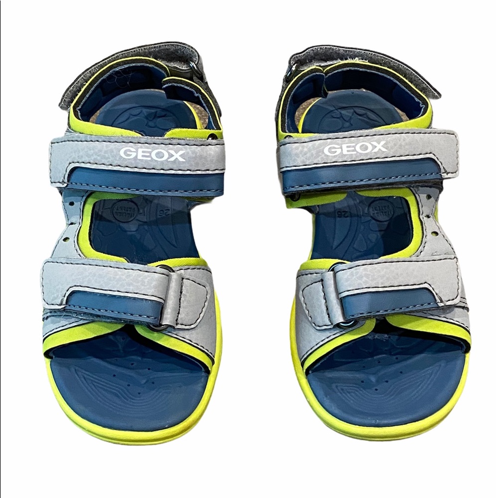 Geox blue, gray and yellow strap sandals